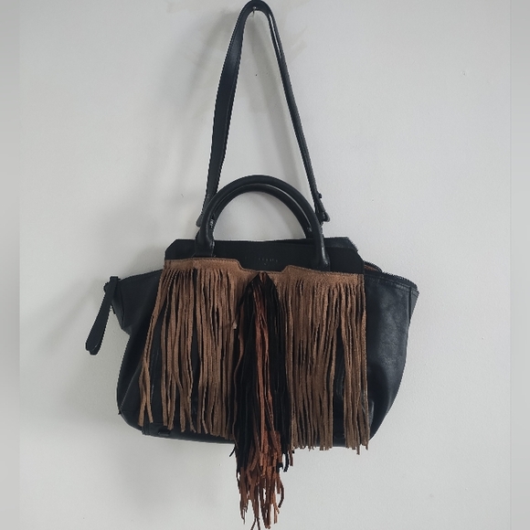 Liebeskind Leather Suede Fringe Removable Crossbody Handbag Bag - Picture 2 of 9